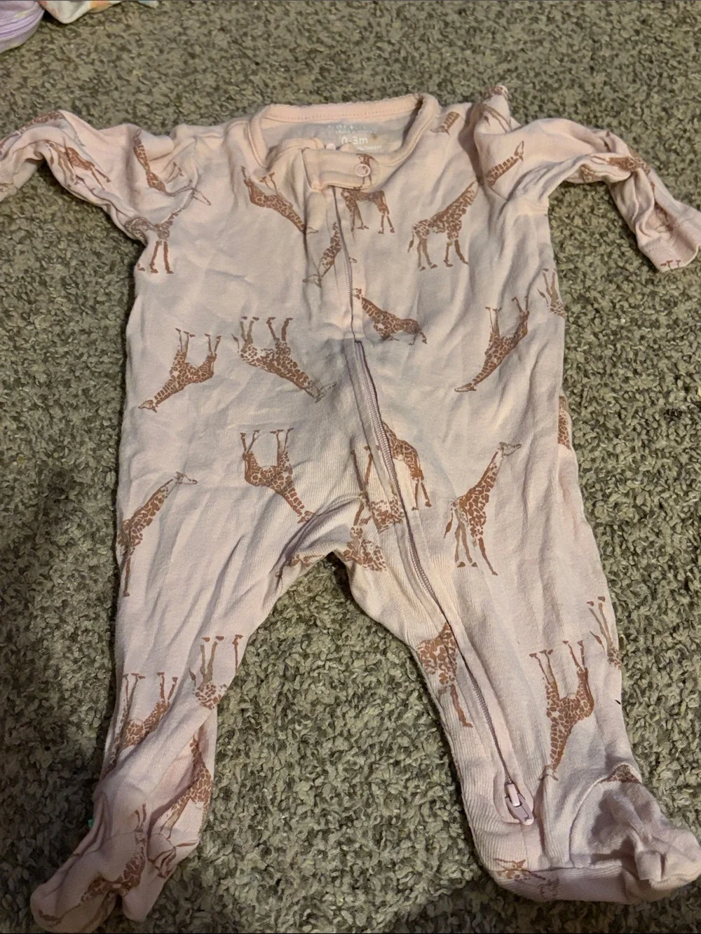 Carter's Pink Giraffe-Print Footed One-Piece